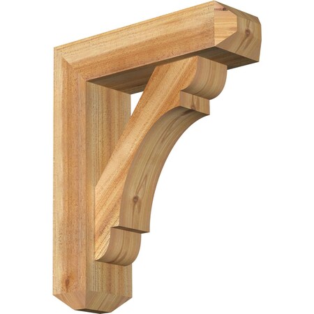 Ekena Millwork Olympic Craftsman Rough Sawn Bracket w/ Offset Brace, Western Red Cedar, 6"W x 20"D x 24"H BKT0604X20X24OLY04RWR